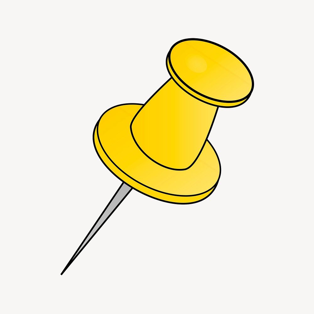 Yellow pin clipart, illustration psd. Free public domain CC0 image.