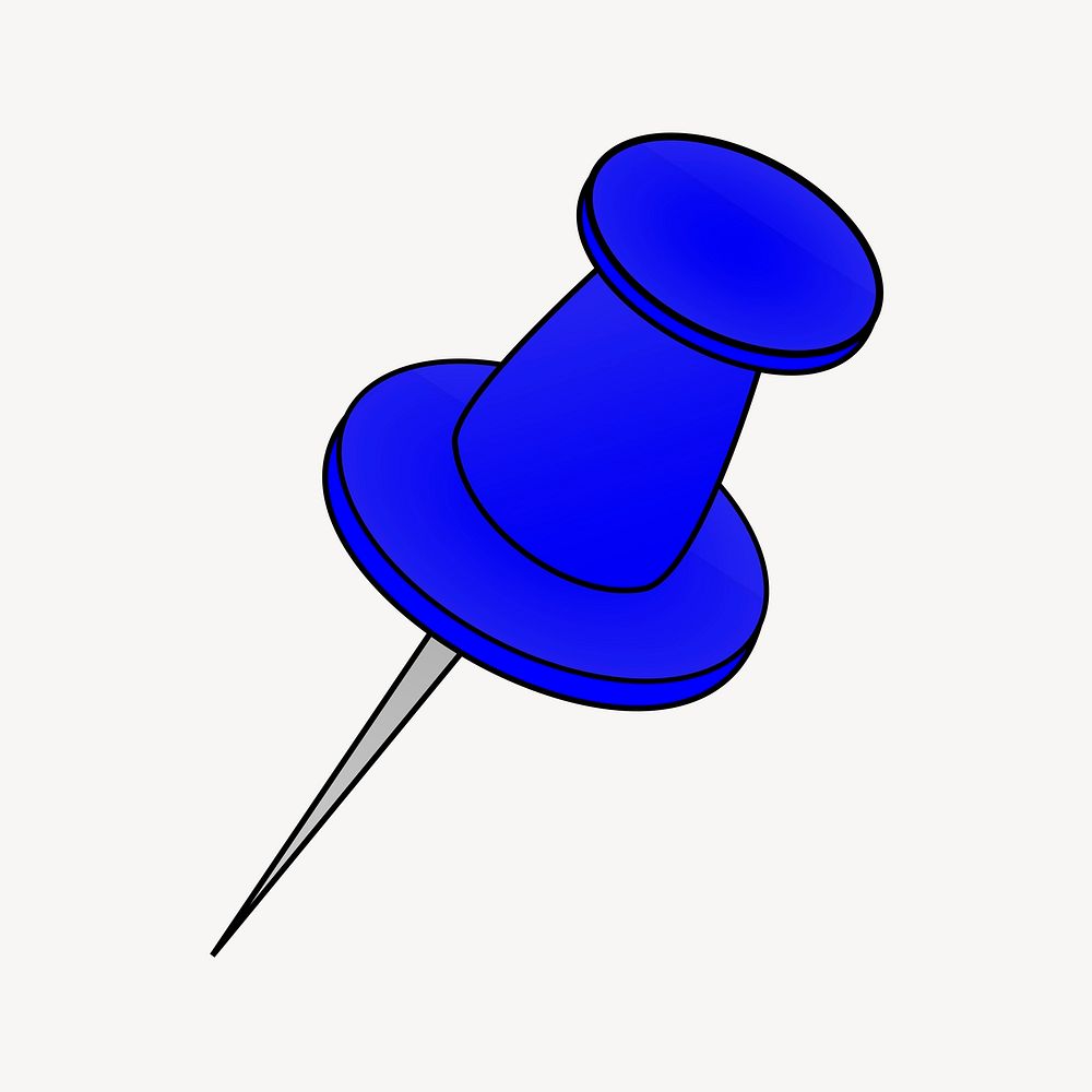 Blue pin clipart, illustration. Free public domain CC0 image.
