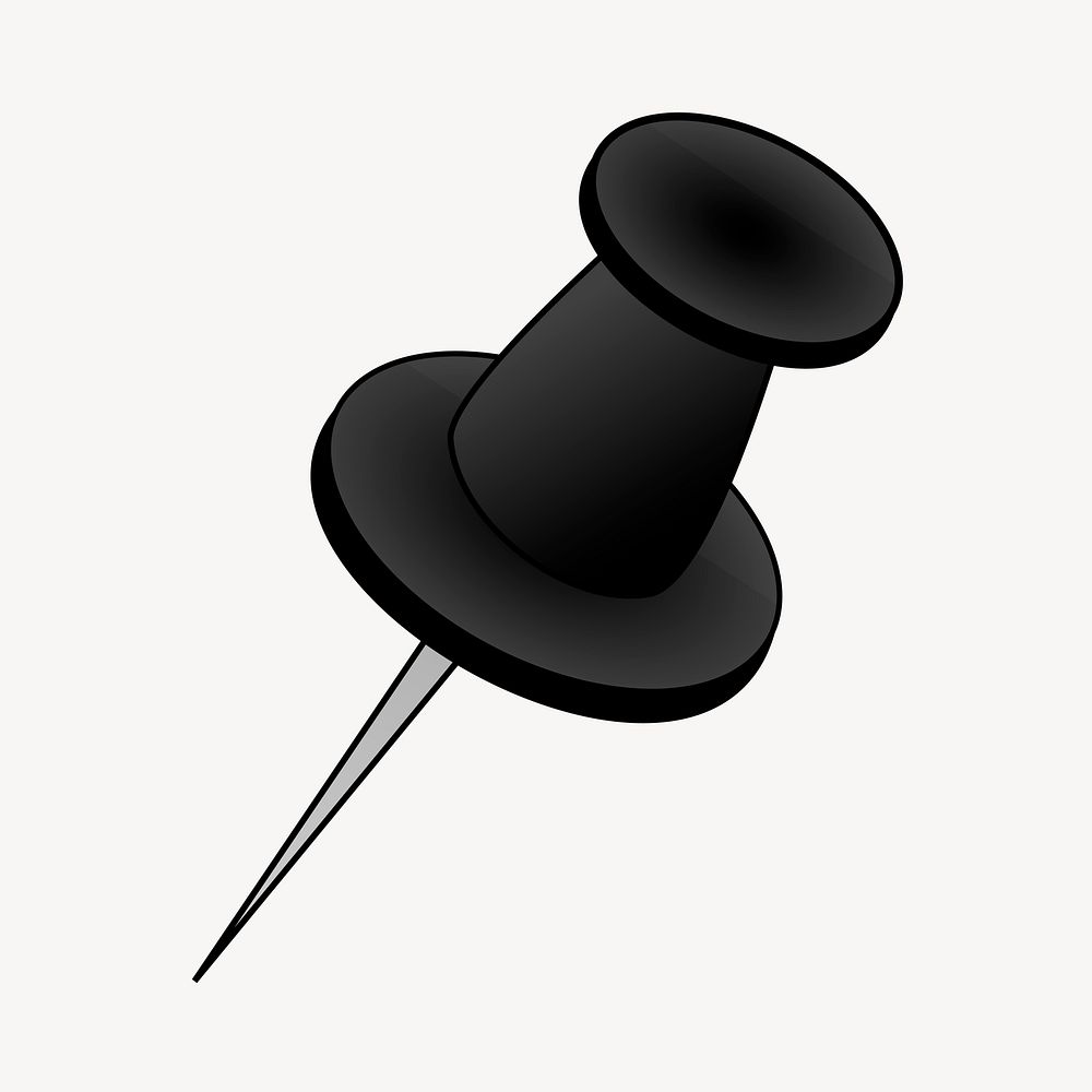 Black pin clipart, illustration vector. Free public domain CC0 image.