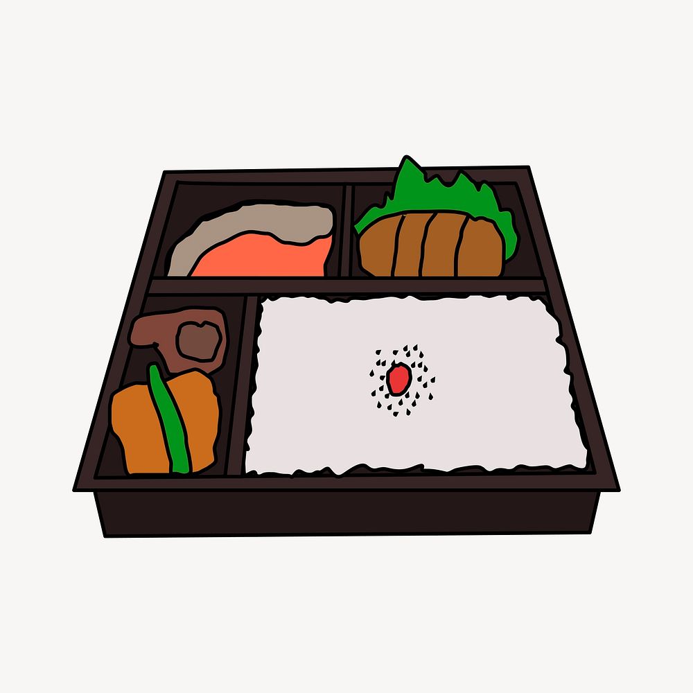 Bento Japanese food illustration. Free public domain CC0 image.