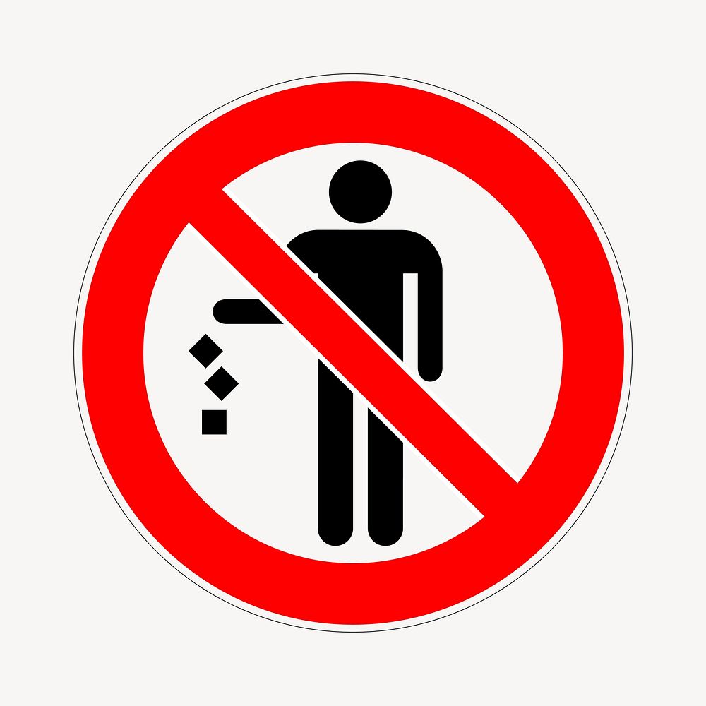 No littering sign collage element vector. Free public domain CC0 image.
