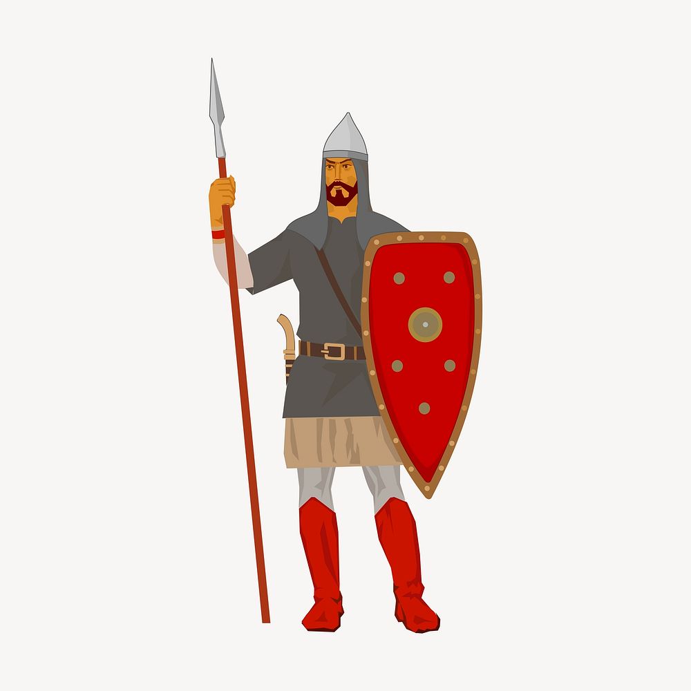 Medieval solider clipart, illustration. Free public domain CC0 image.