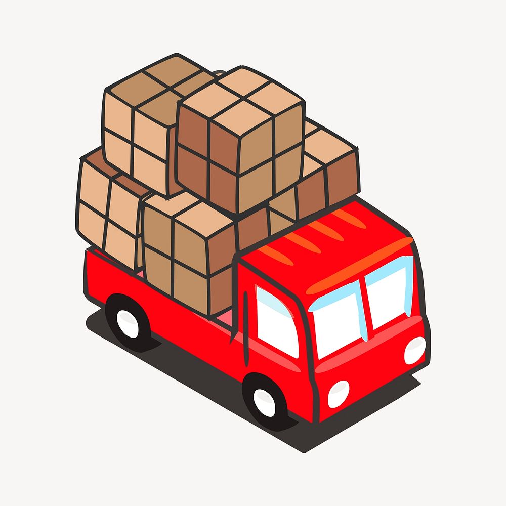 Red truck clipart, illustration. Free public domain CC0 image.