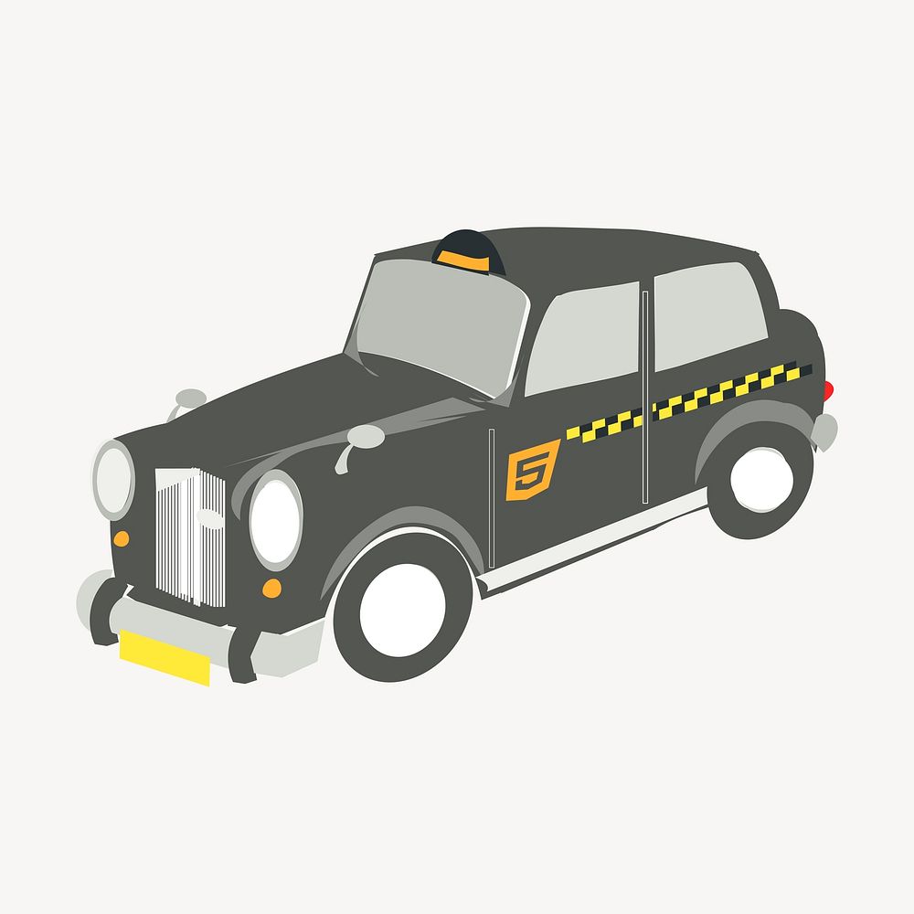 Black taxi clipart, illustration. Free public domain CC0 image.