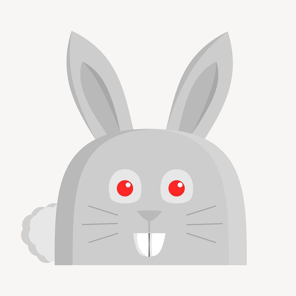 Rabbit face cartoon collage element vector. Free public domain CC0 image.