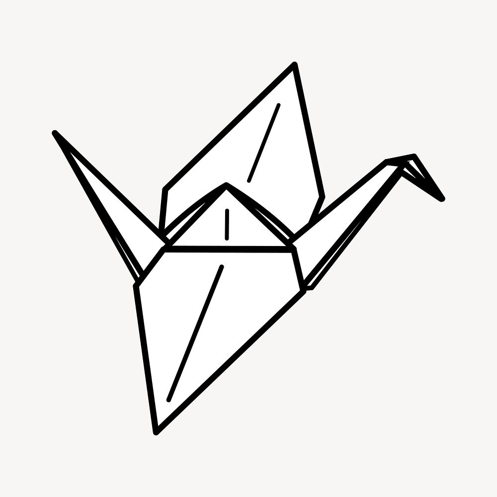 Paper crane clipart, illustration. Free public domain CC0 image.