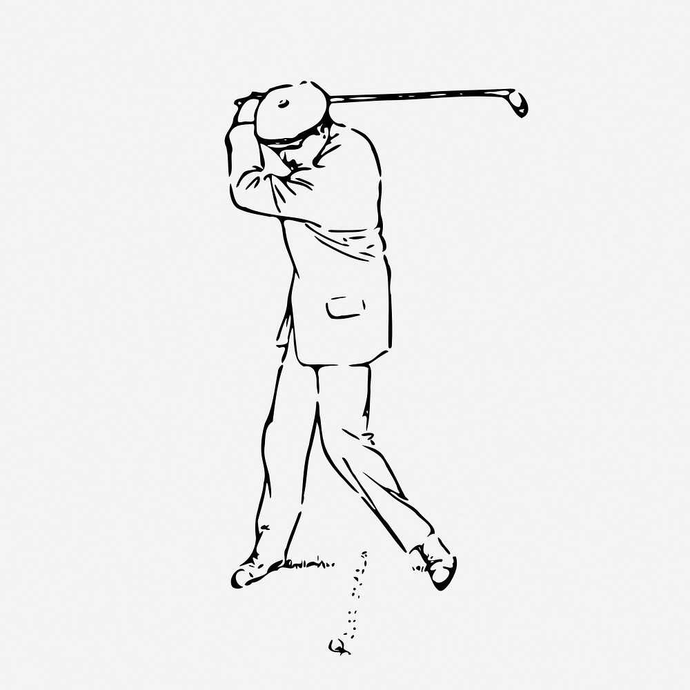Golfer illustration. Free public domain CC0 image.