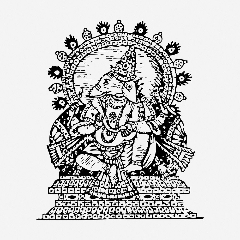Ganesh god clipart, illustration. Free public domain CC0 image.