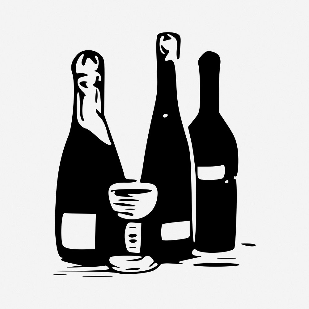 Alcoholic beverages clipart, illustration. Free public domain CC0 image.