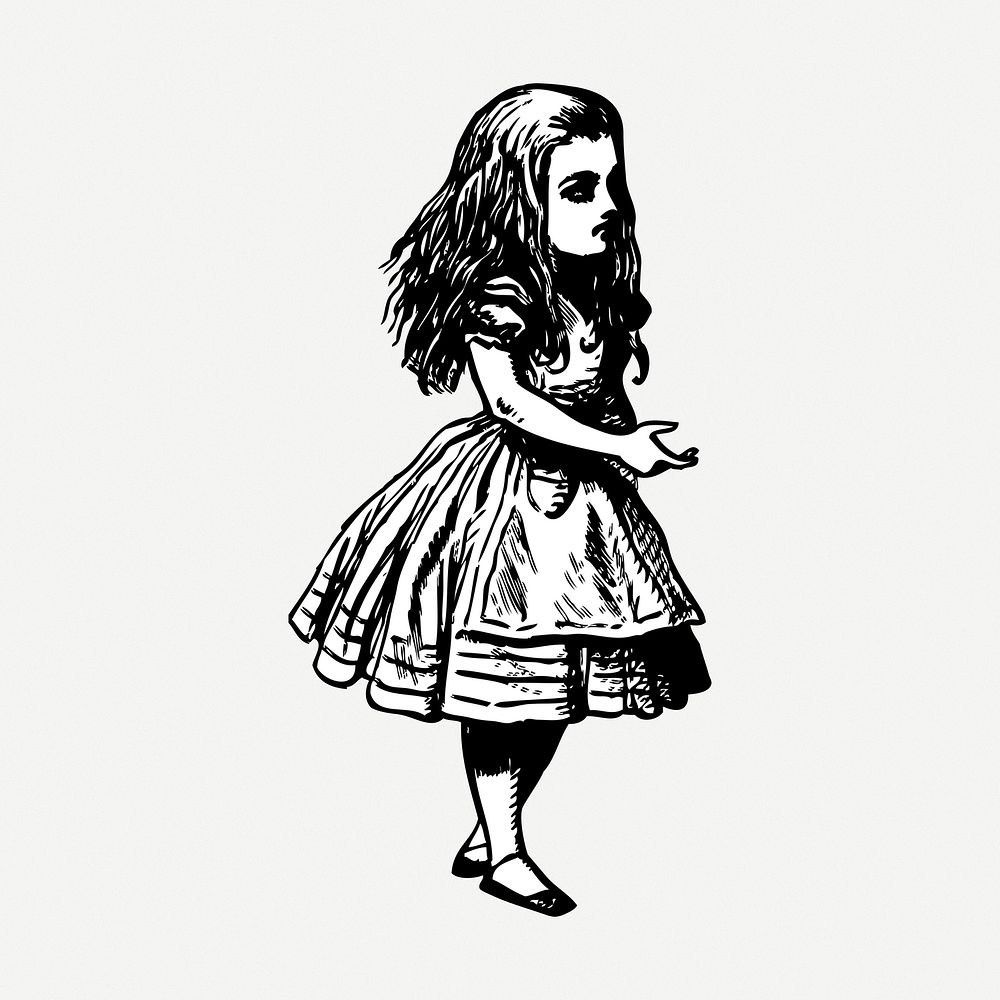 Alice in wonderland collage element psd. Free public domain CC0 image.