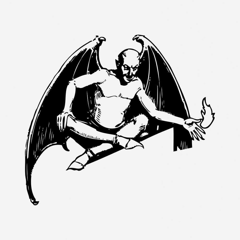 Winged devil clipart, illustration psd. Free public domain CC0 image.