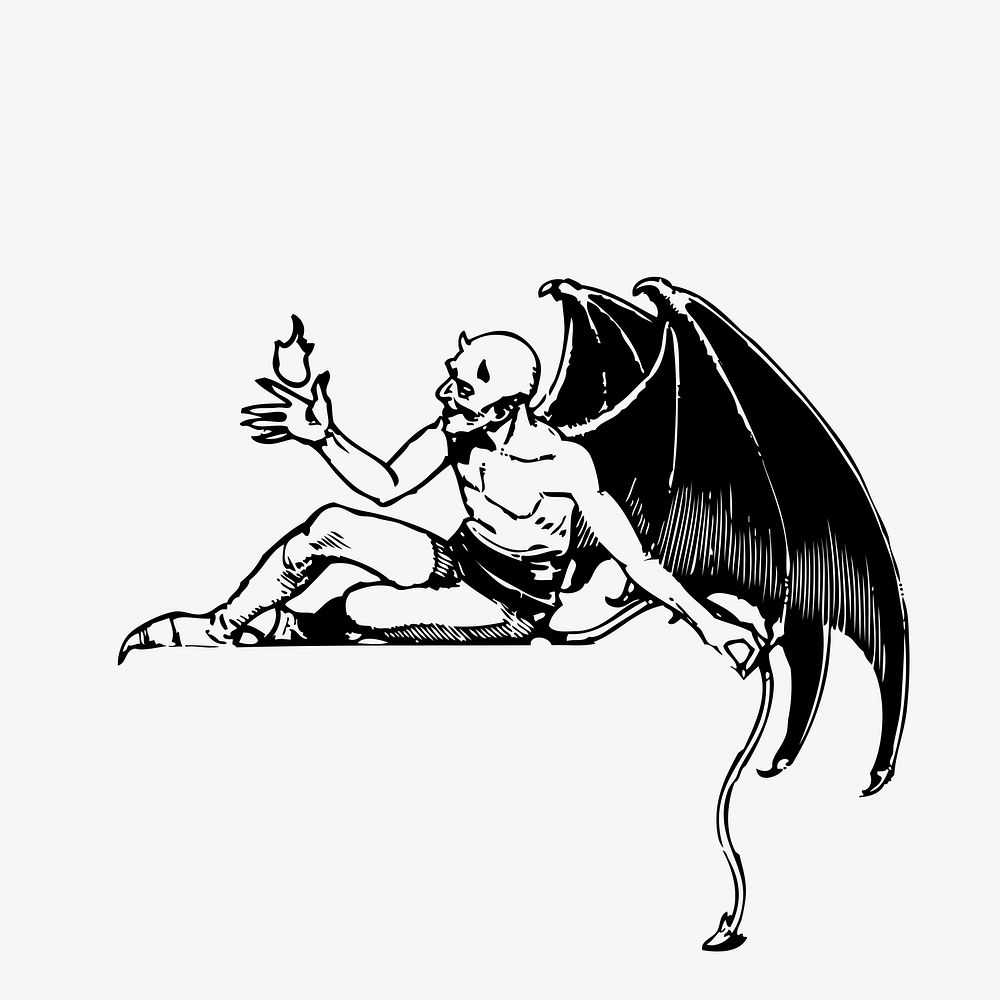 Winged devil clipart, illustration vector. Free public domain CC0 image.