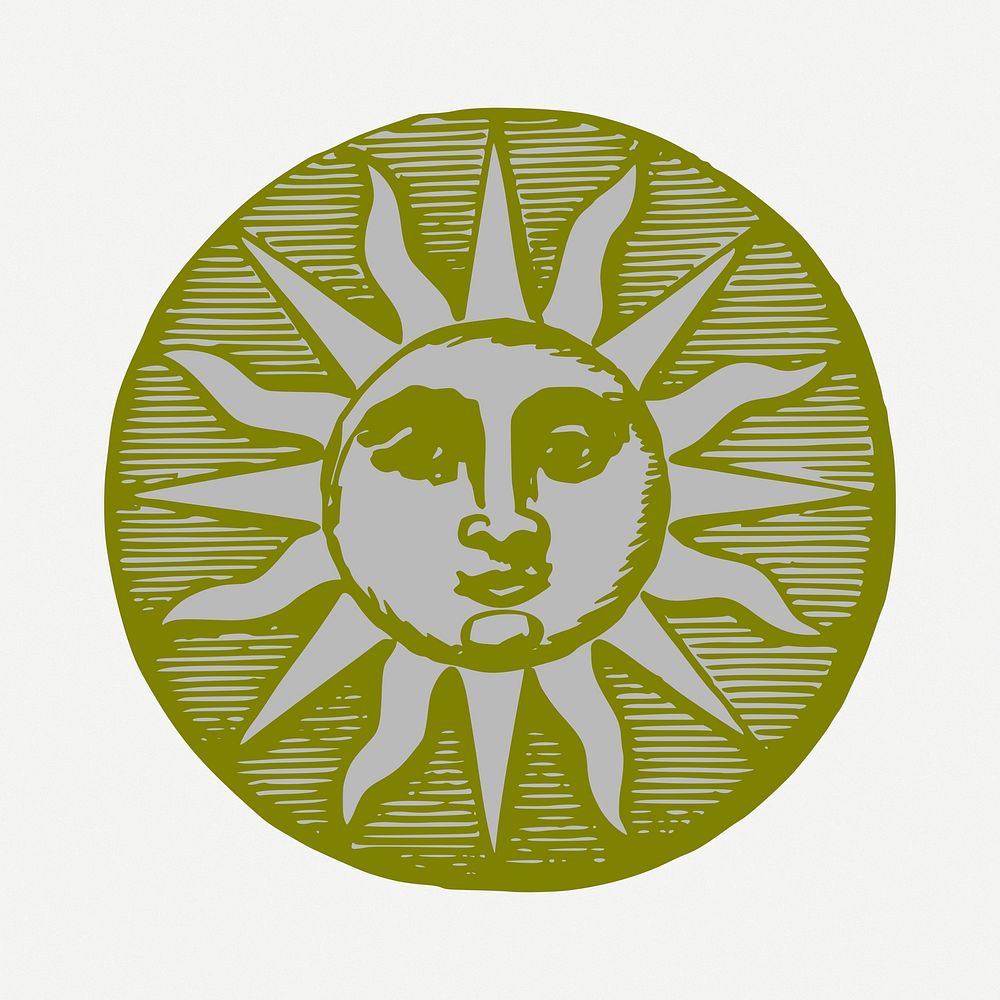 Vintage sun clipart, illustration psd. Free public domain CC0 image.