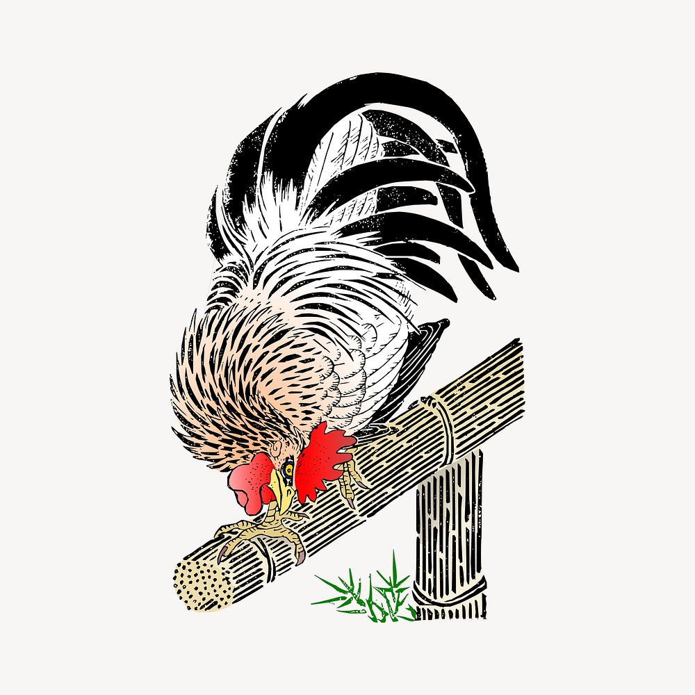 Rooster collage element vector. Free public domain CC0 image.