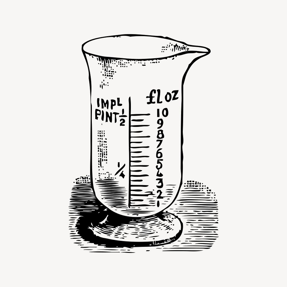 Measuring cup clipart, illustration vector. Free public domain CC0 image.