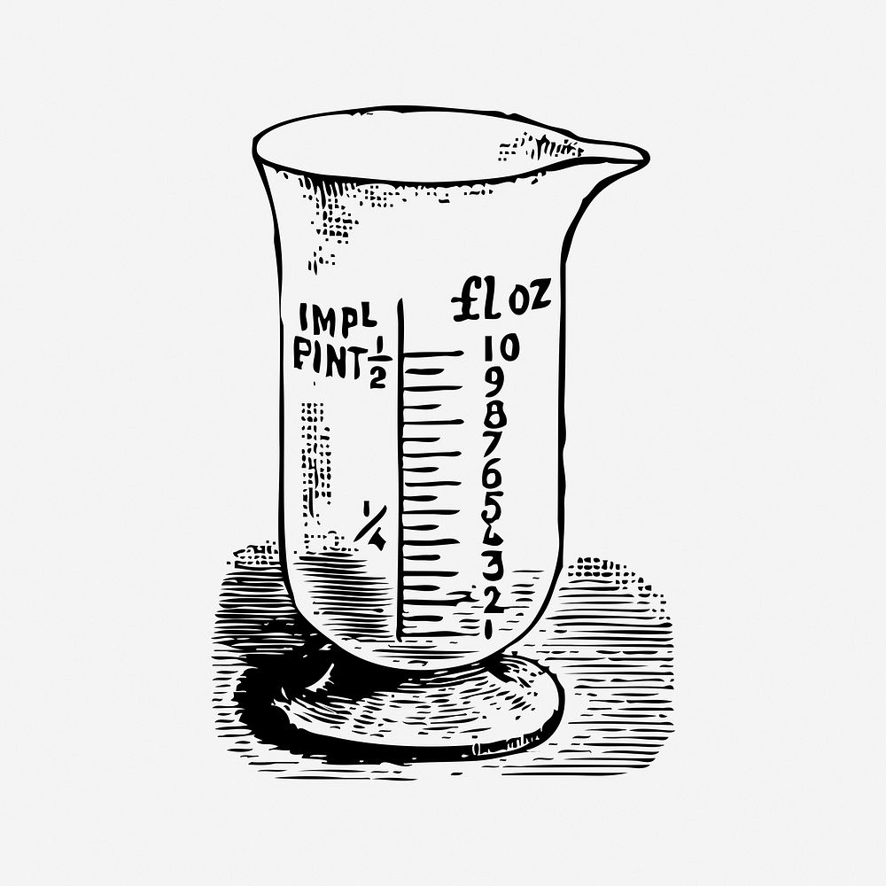 Measuring cup clipart, illustration. Free public domain CC0 image.