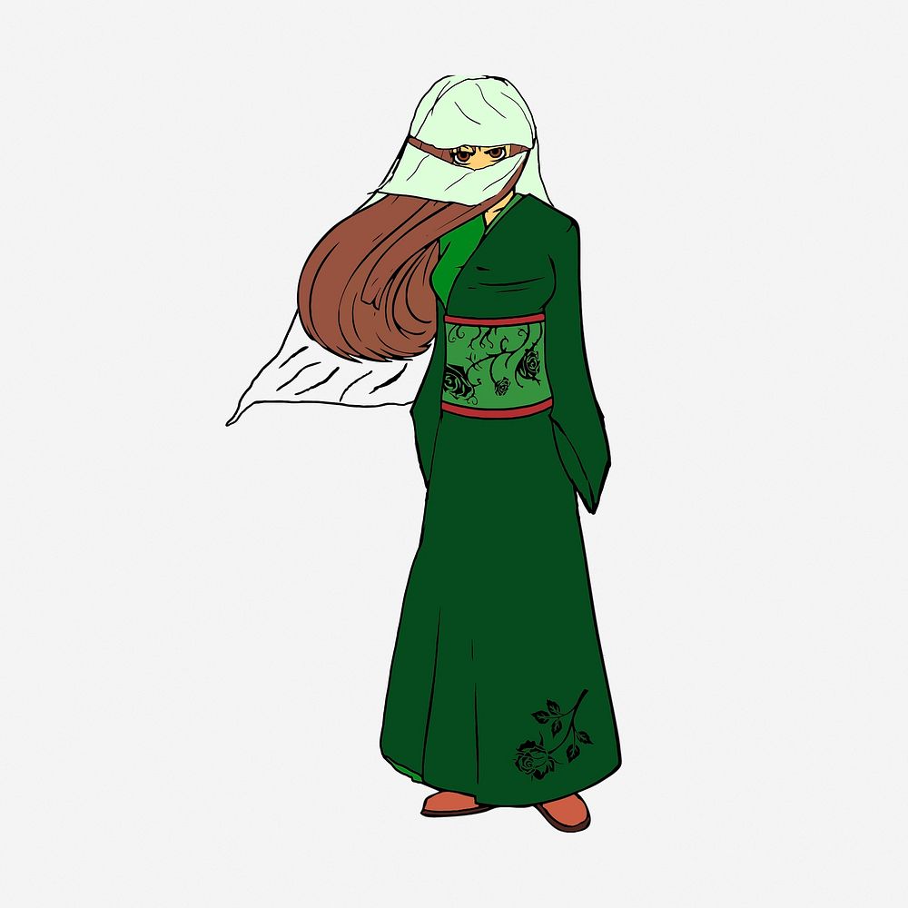 Muslim woman clipart, illustration. Free public domain CC0 image.
