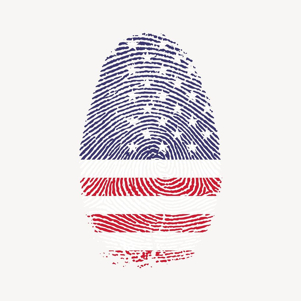 American fingerprint clipart, illustration. Free public domain CC0 image.