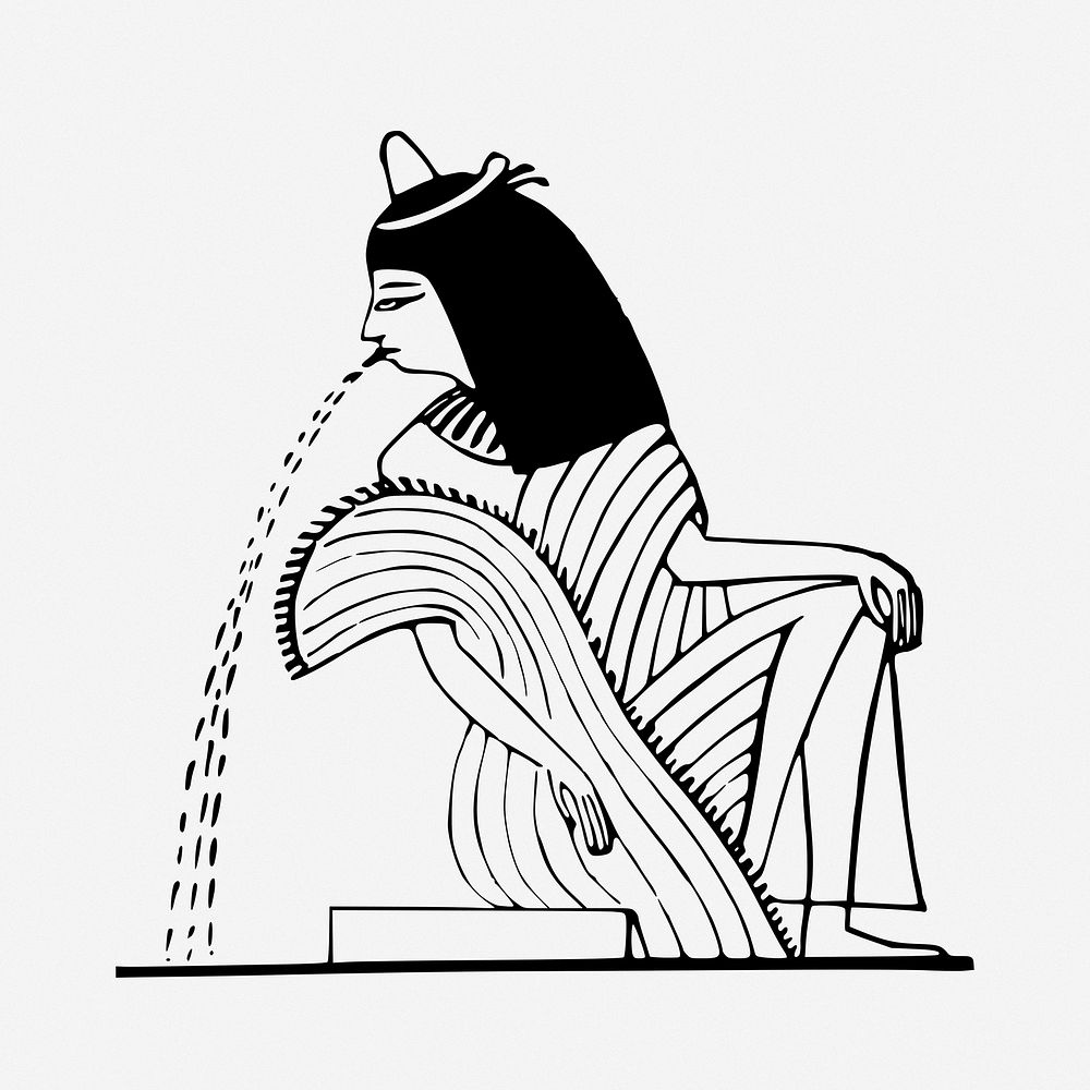 Egyptian woman clipart, illustration. Free public domain CC0 image.