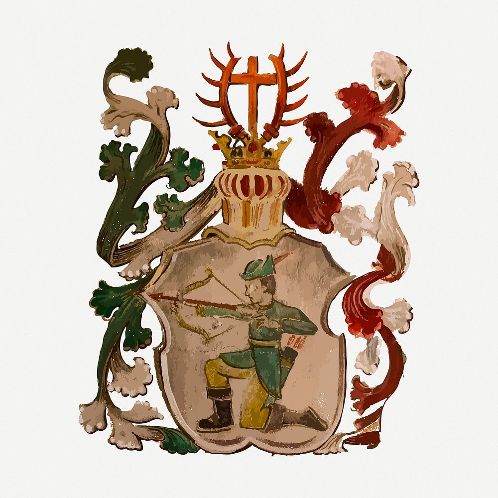 Family crest clipart, illustration psd. Free public domain CC0 image.