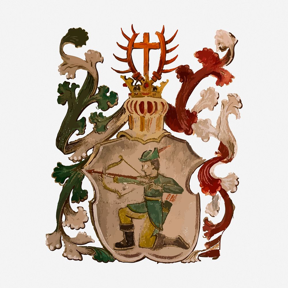 Family crest clipart, illustration. Free public domain CC0 image.