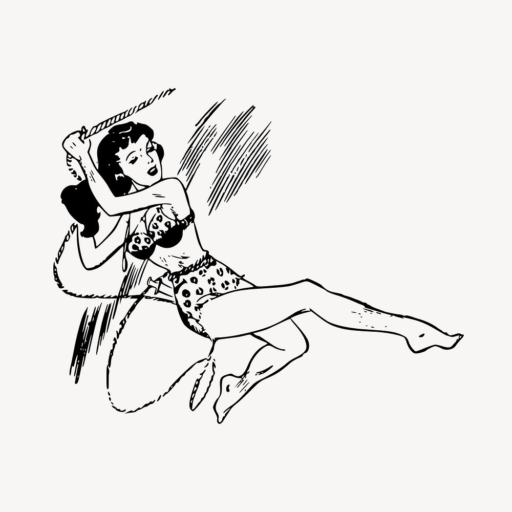 Action girl clipart, illustration vector. Free public domain CC0 image.