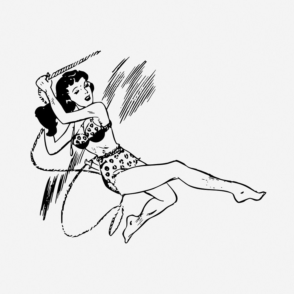 Action girl clipart, illustration. Free public domain CC0 image.