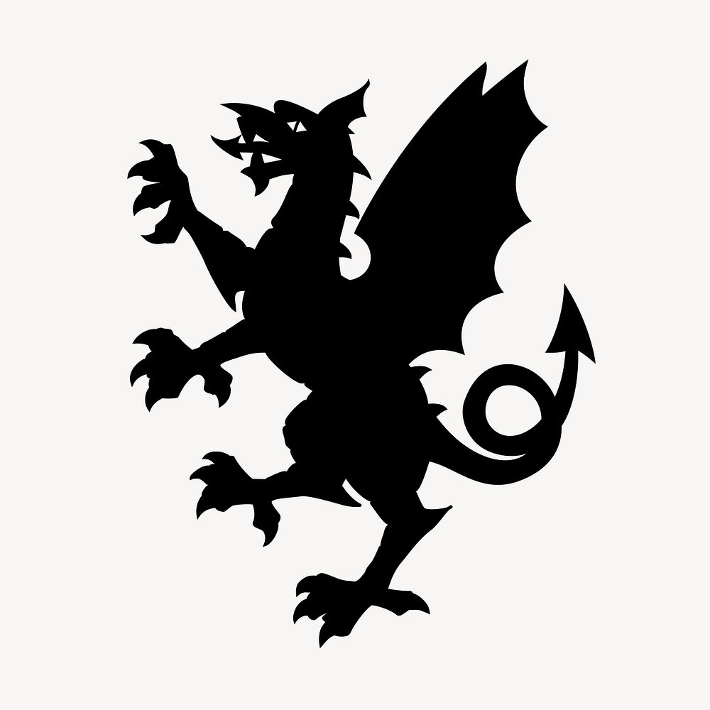 Silhouette dragon clipart vector. Free public domain CC0 image.