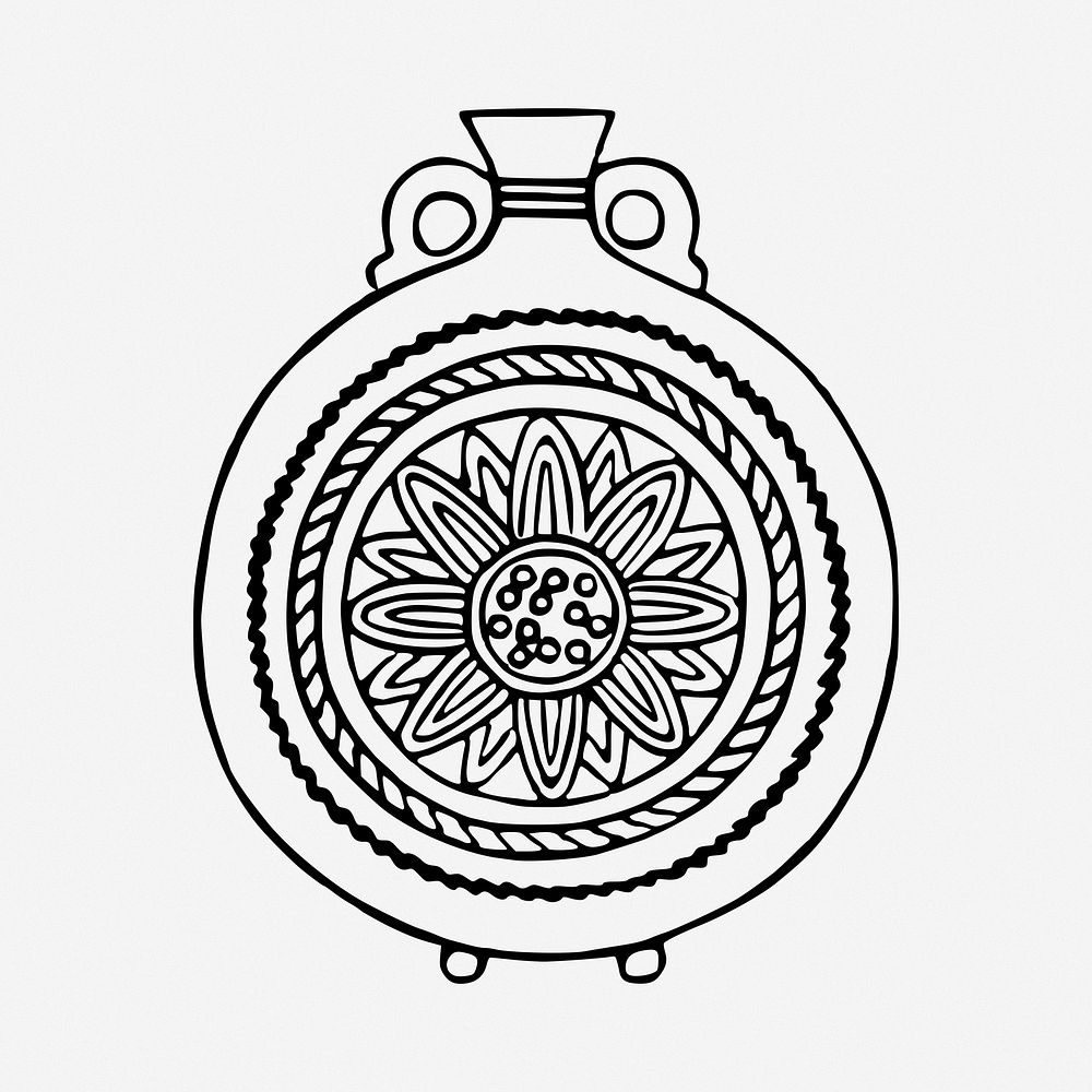 Pot drawing clipart, illustration. Free public domain CC0 image.