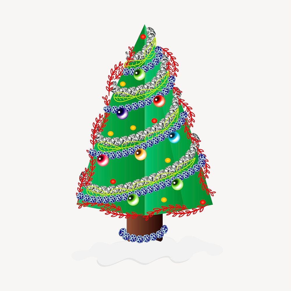 Christmas tree illustration. Free public domain CC0 image.
