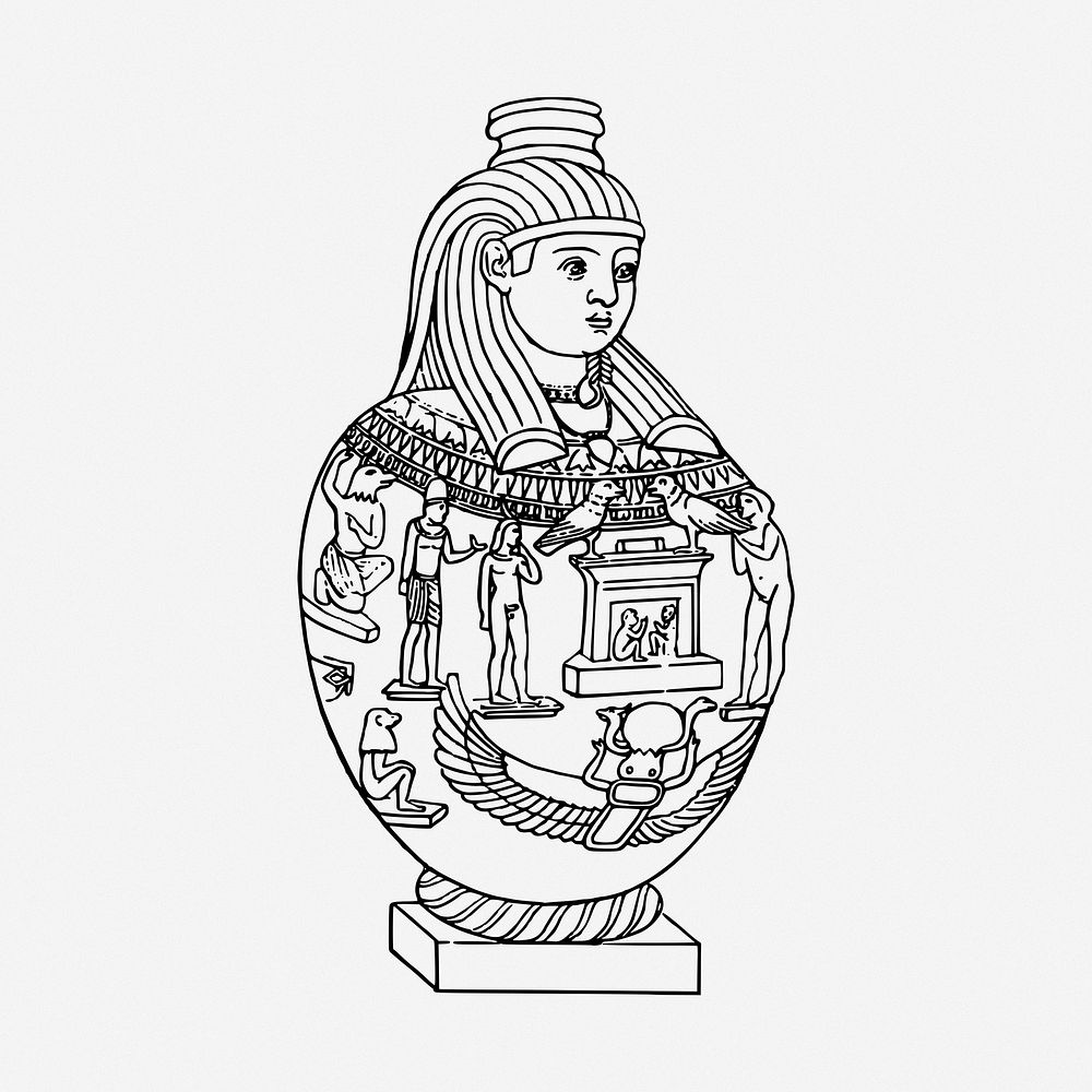 Egyptian pottery clipart, illustration. Free public domain CC0 image.