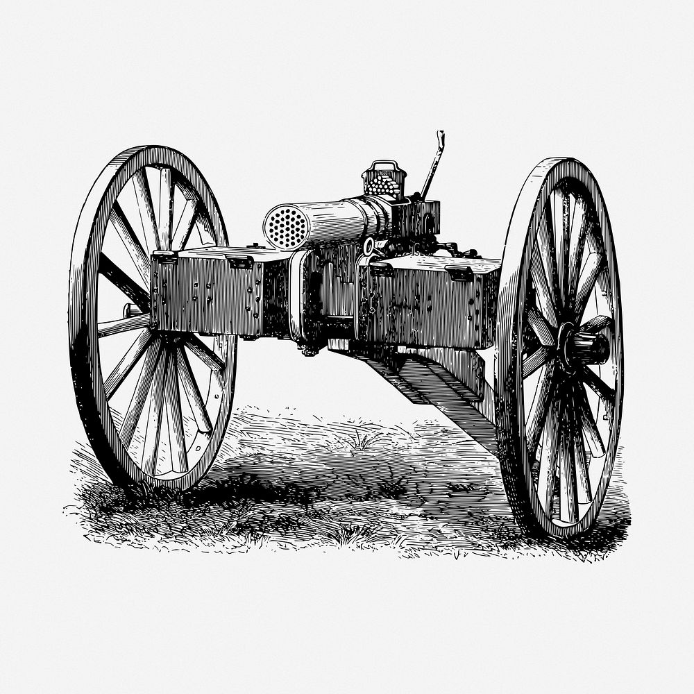 Antique Cannon clipart, illustration. Free public domain CC0 image.