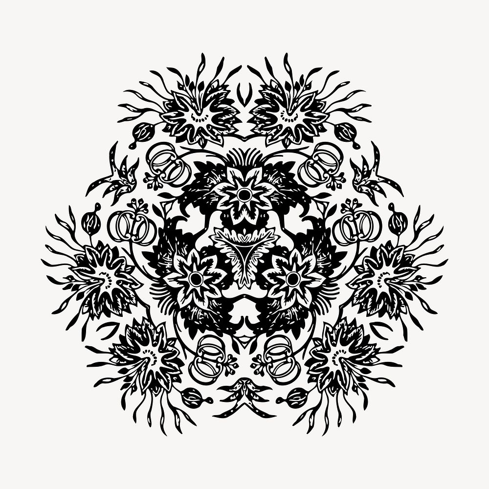 Decorative flower clipart, illustration vector. Free public domain CC0 image.