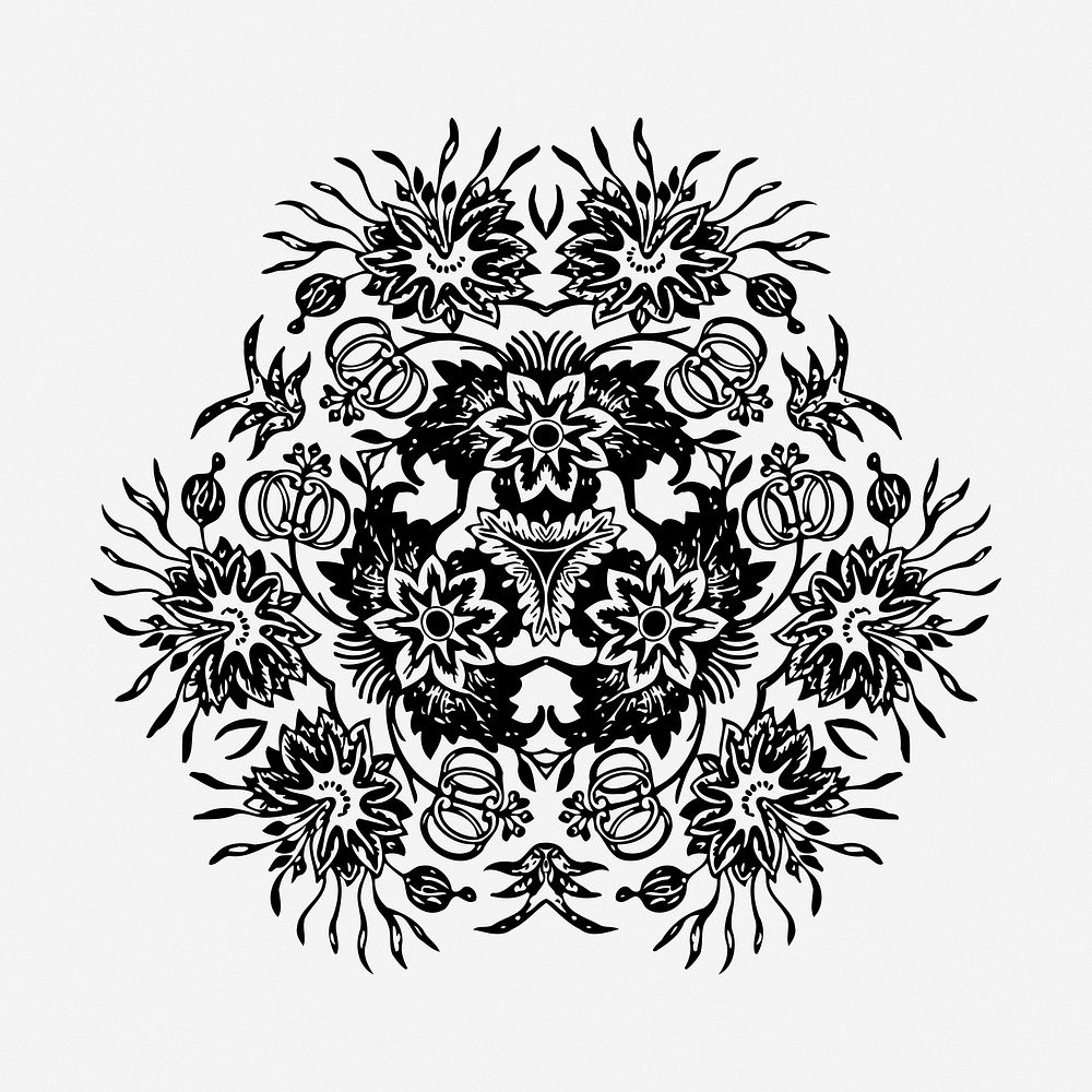 Decorative flower clipart, illustration. Free public domain CC0 image.
