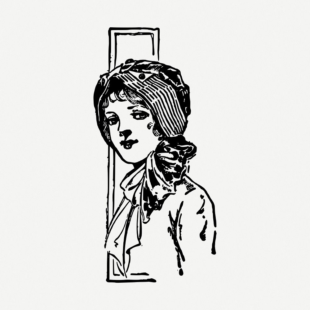 Victorian woman clipart, illustration psd. Free public domain CC0 image.