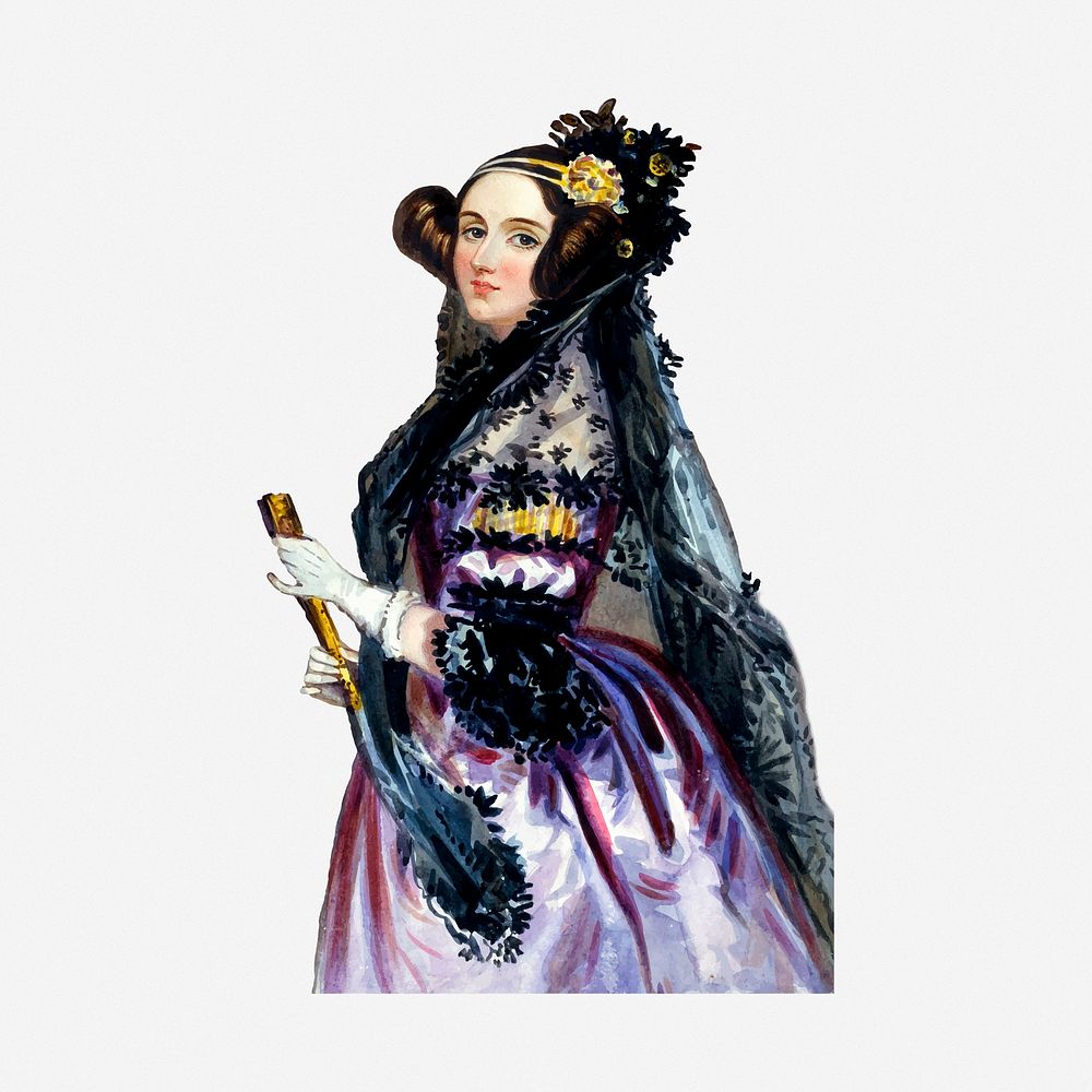 Vintage woman clipart, illustration. Free public domain CC0 image.