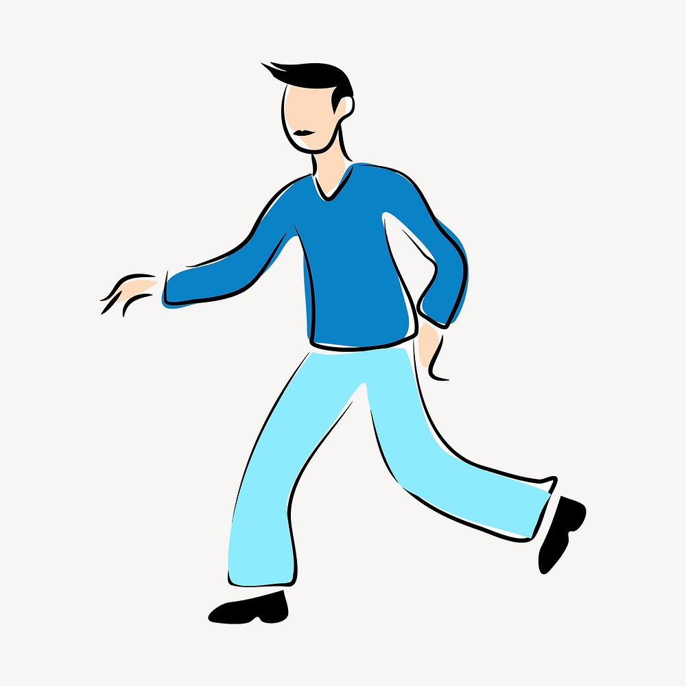 Walking man illustration. Free public domain CC0 image.
