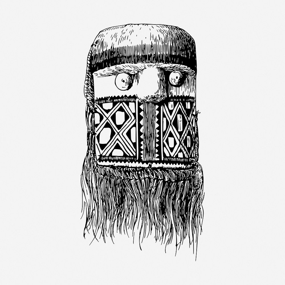 Indigenous mask clipart, illustration. Free public domain CC0 image.