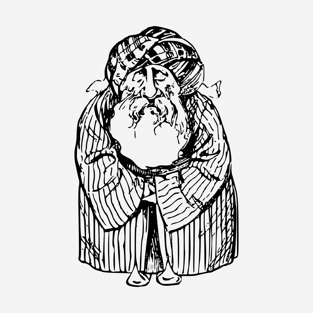 Russian man clipart, illustration. Free public domain CC0 image.
