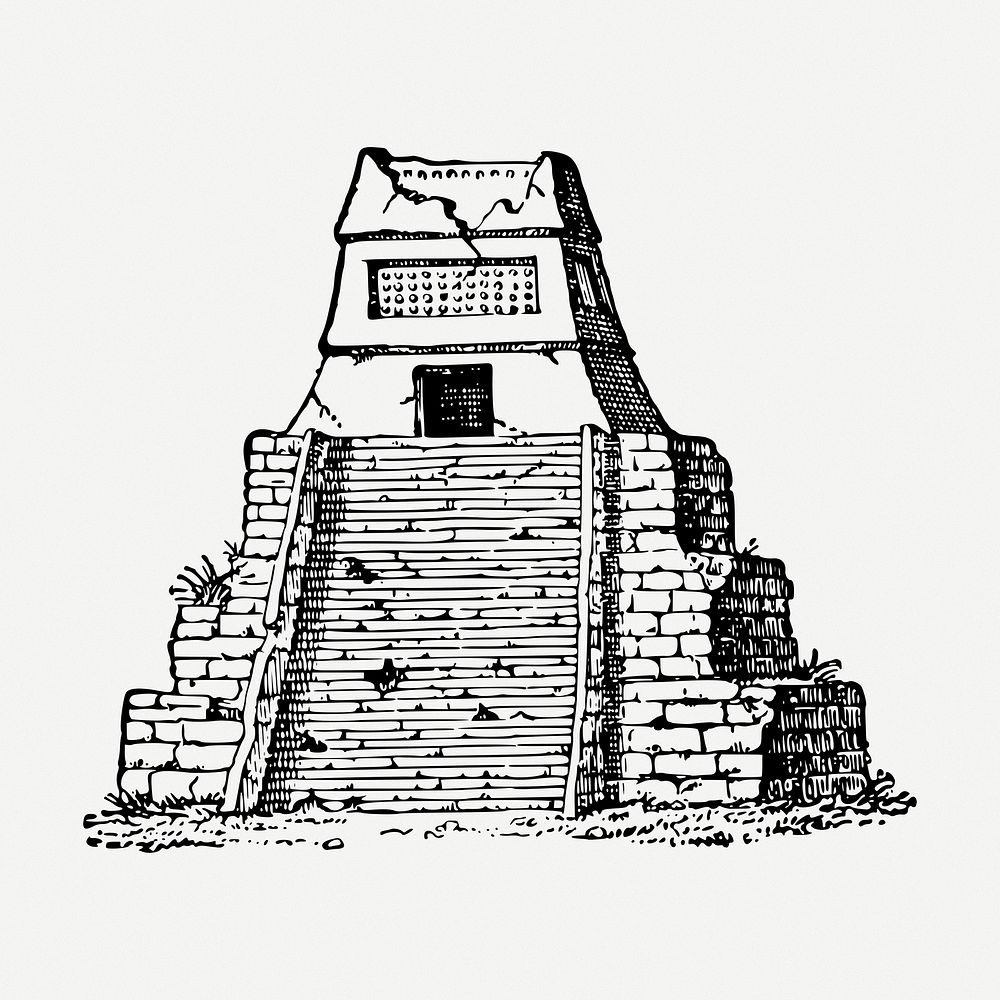 Mayan pyramid clipart, illustration psd. Free public domain CC0 image.