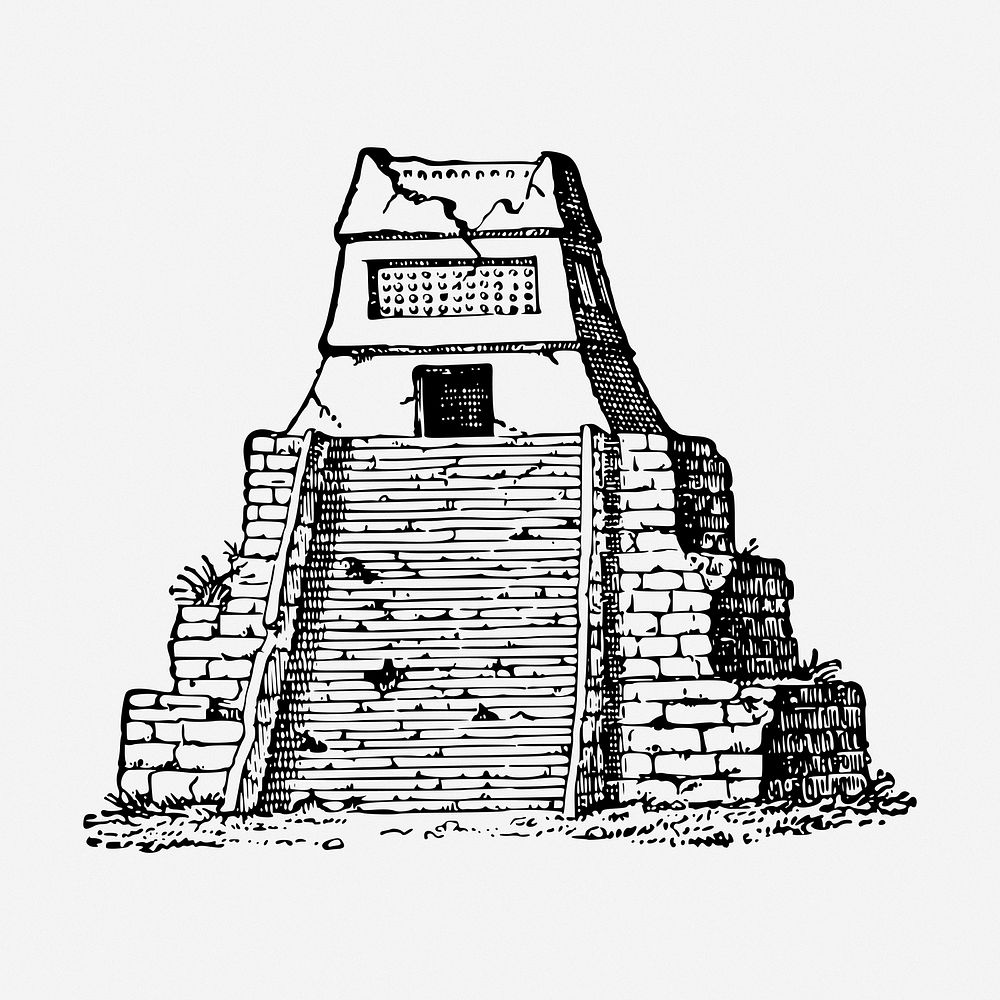 Mayan pyramid clipart, illustration. Free public domain CC0 image.