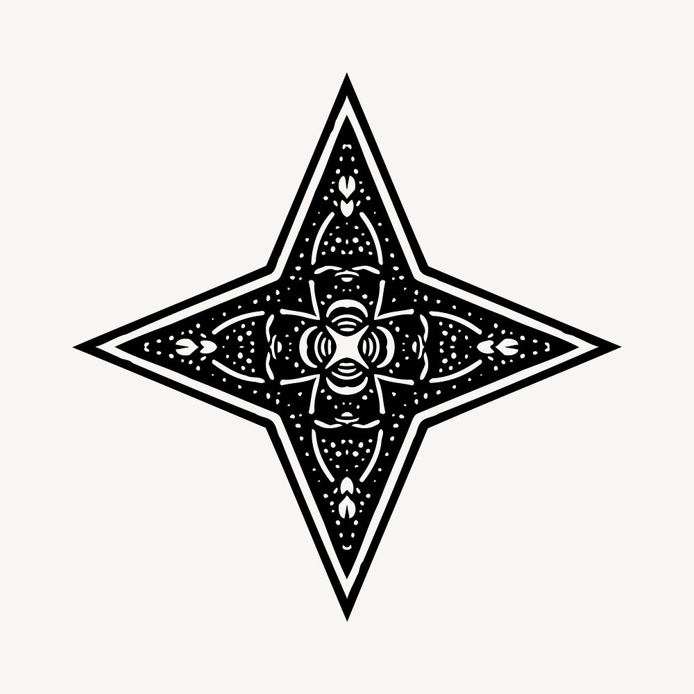 Decorative star clipart, illustration vector. Free public domain CC0 image.