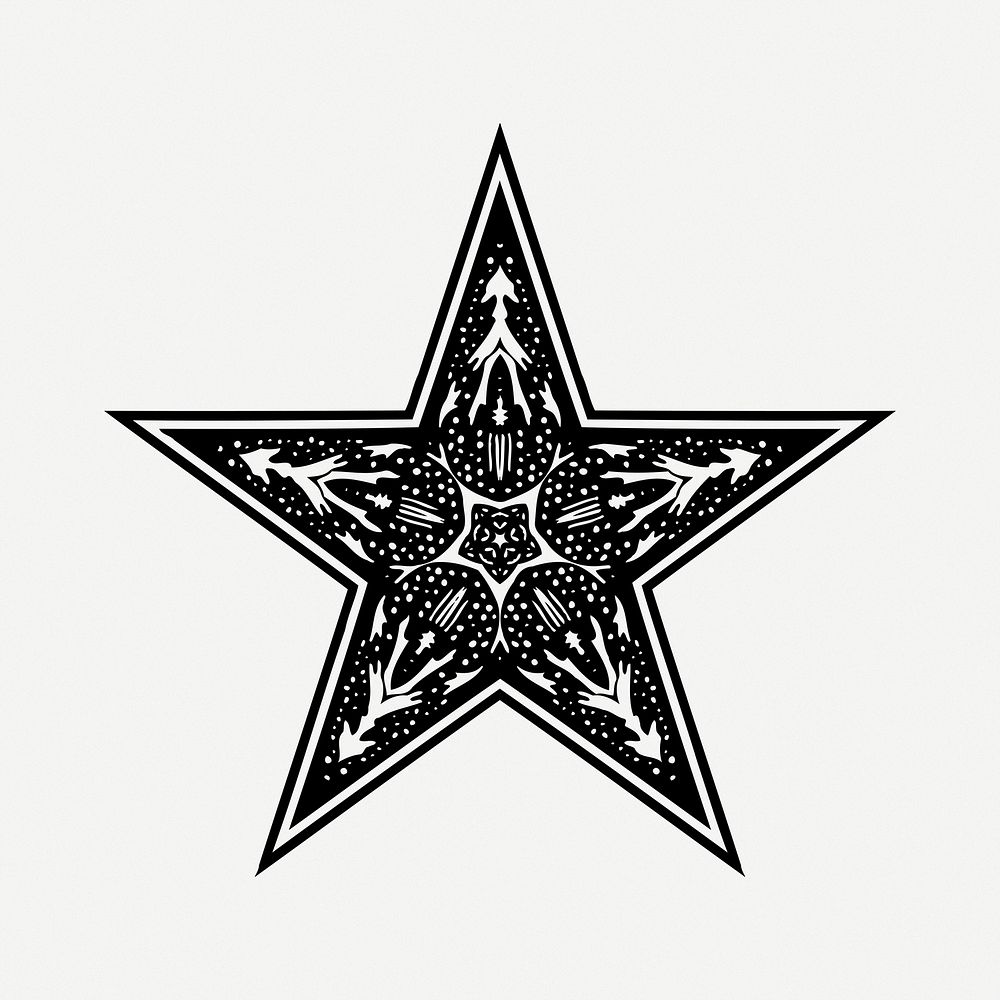 Decorative star clipart, illustration psd. Free public domain CC0 image.