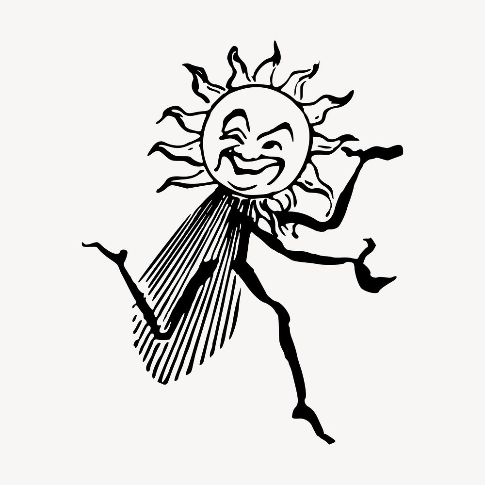 Anthropomorphic sun clipart, illustration vector. Free public domain CC0 image.