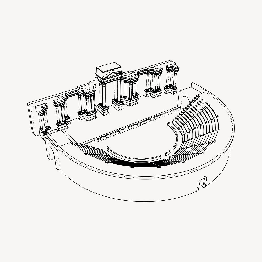 Amphitheater clipart, illustration vector. Free public domain CC0 image.