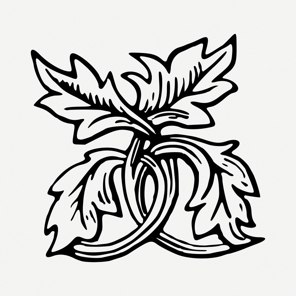 Decorative leaves clipart, illustration psd. Free PSD rawpixel