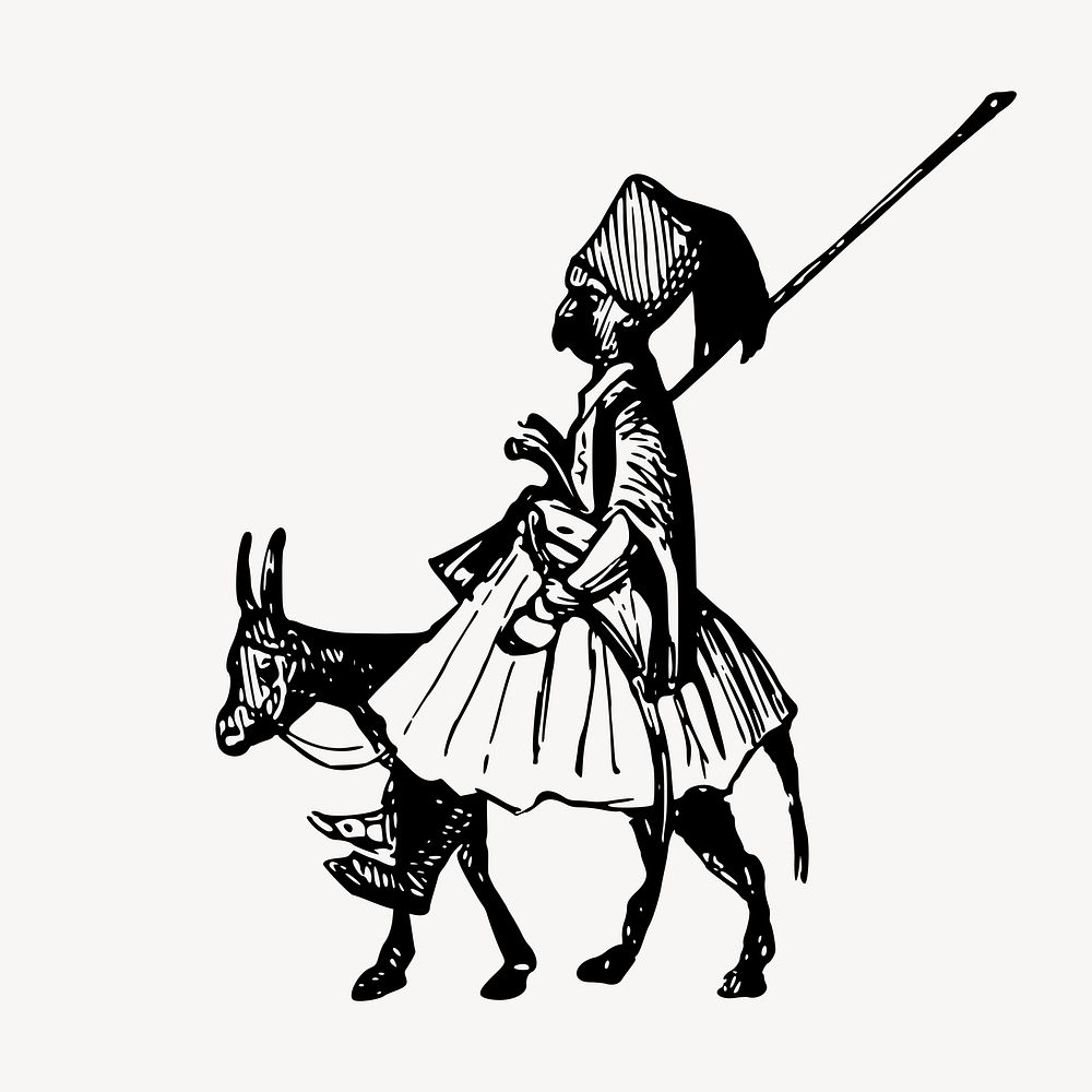 Donkey riding clipart, illustration vector. Free public domain CC0 image.