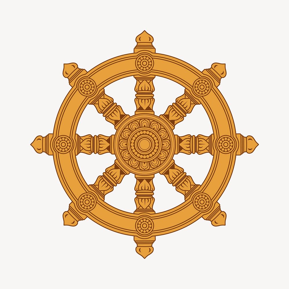 Buddhist wheel clipart, illustration psd. Free public domain CC0 image.