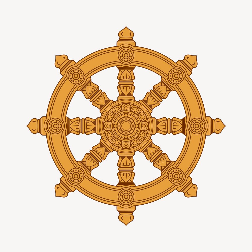 Buddhist wheel clipart, illustration. Free public domain CC0 image.