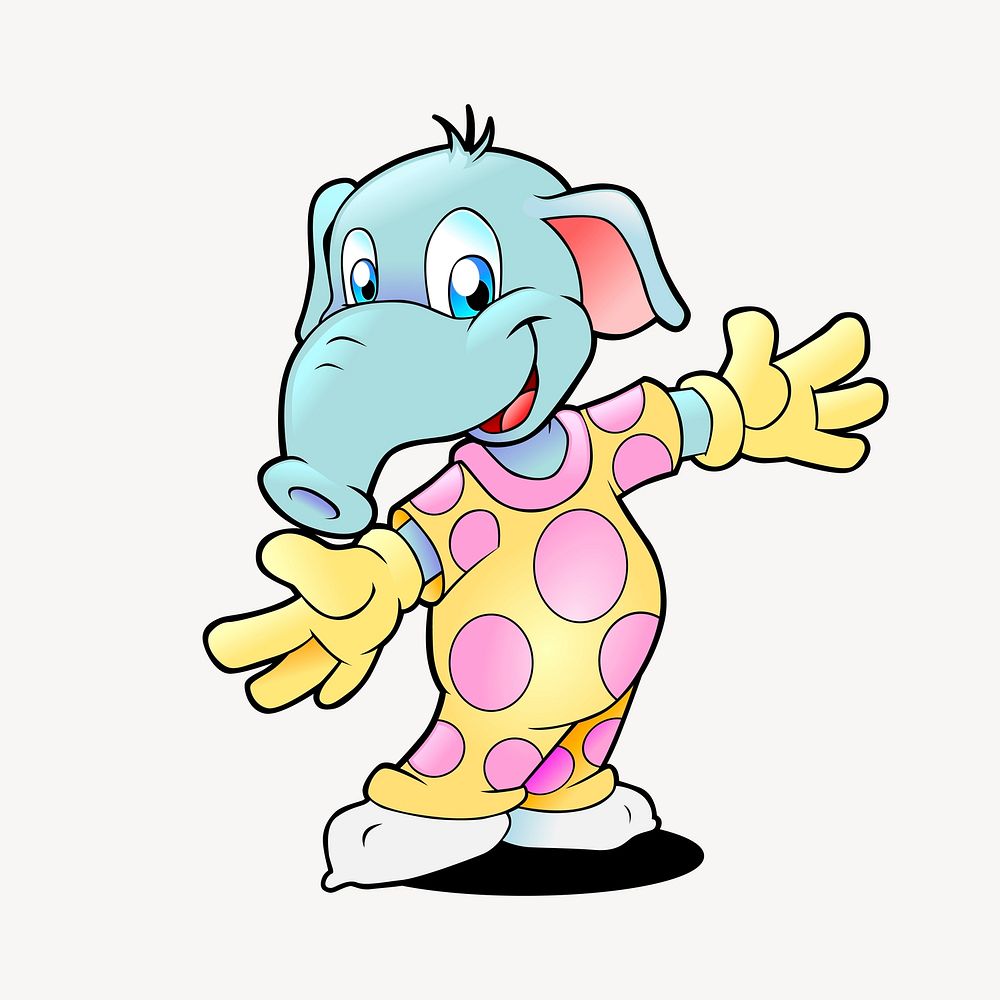 Elephant in pajamas clipart vector. Free public domain CC0 image.